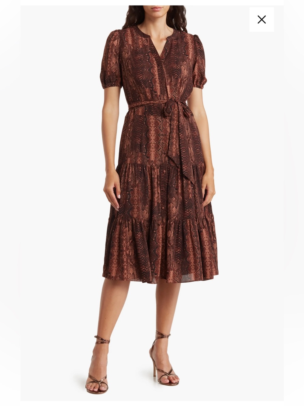 Nanette Lepore Snakeskin Printed Crepe Chiffon Dress